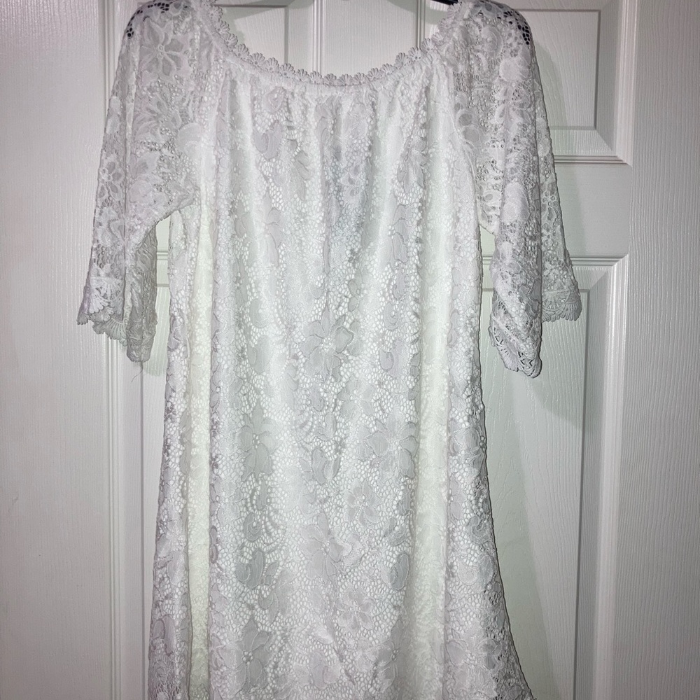 White lace mini dress